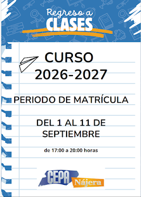 PERIODO MATRÍCULA DEL 1 AL 11 DE SEPTIEMBRE DE 17:00 A 20:00 HORAS